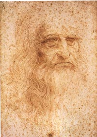 Леонардо да Винчи. Автопортрет. 1514-1516. Красная сангина (мел). 33.3х21.3 см. Национальная Галерея, Турин, Италия. 
